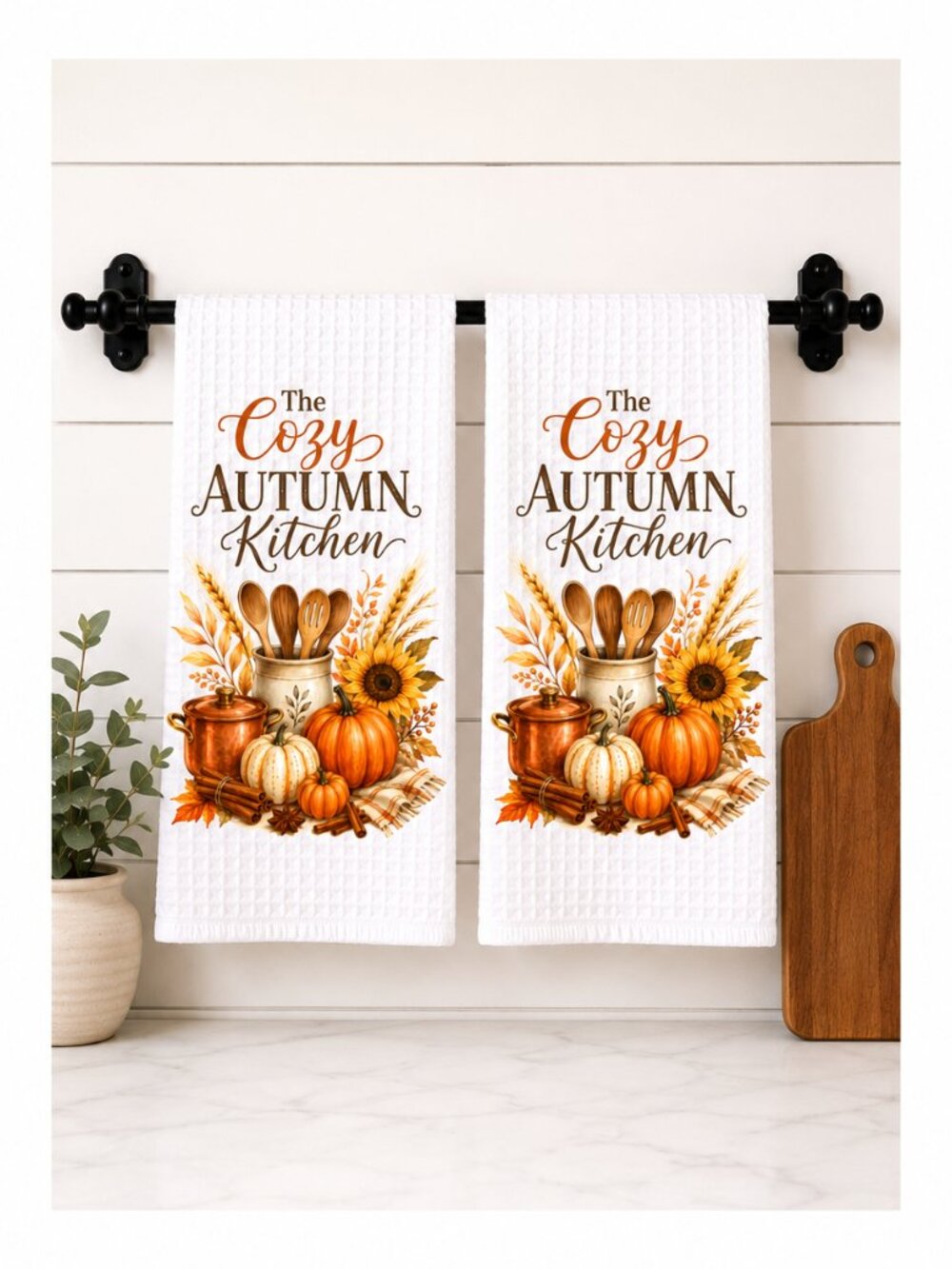 The Cozy Autumn Kitchen Towel, Pumpkin Dish Towel, Fall Hand Towel